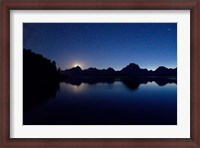 Framed Teton Moonset over Jackson Lake