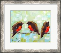 Framed 3 Robins on a Wire