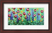 Framed Wild Flowers in Green