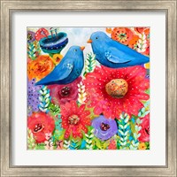 Framed Blue Bird Bouquet