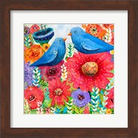 Framed Blue Bird Bouquet