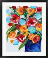 Framed Flowers Blue Vase