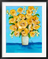 Framed Yellow Flowers on Teal