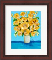 Framed Yellow Flowers on Teal