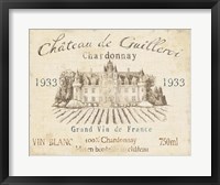 Framed French Wine Label IV Cream