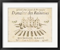 Framed French Wine Label III Cream