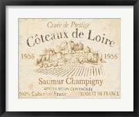 Framed French Wine Label II Cream