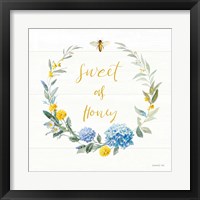 Framed 'Bees and Blooms - Sweet As Honey Wreath' border=