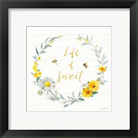Framed 'Bees and Blooms - Life is Sweet Wreath' border=