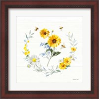 Framed 'Bees and Blooms Flowers V with Wreath' border=