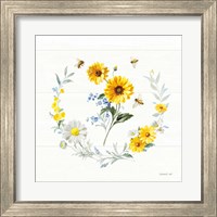 Framed 'Bees and Blooms Flowers V with Wreath' border=