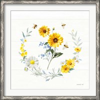 Framed Bees and Blooms Flowers V with Wreath