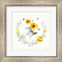 Framed Bees and Blooms Flowers V with Wreath