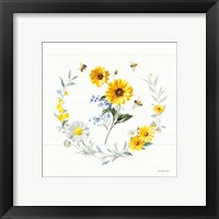 Framed 'Bees and Blooms Flowers V with Wreath' border=