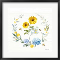 Framed Bees and Blooms Flowers IV with Wreath