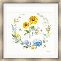 Framed Bees and Blooms Flowers IV with Wreath