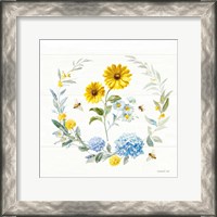 Framed 'Bees and Blooms Flowers IV with Wreath' border=