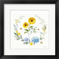 Bees and Blooms Flowers IV with Wreath Framed Print