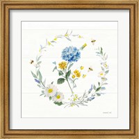 Framed Bees and Blooms Flowers III with Wreath