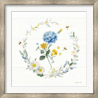 Framed Bees and Blooms Flowers III with Wreath