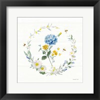 Framed Bees and Blooms Flowers III with Wreath