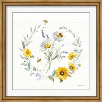 Framed Bees and Blooms Flowers II with Wreath