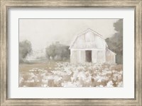 Framed White Barn Meadow Neutral Crop