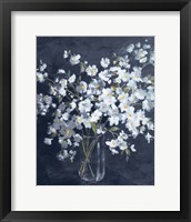 Framed Fresh White Bouquet Indigo Crop