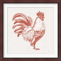 Framed Cottage Rooster I Red