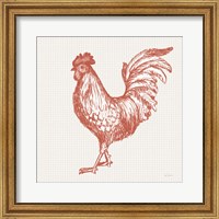 Framed Cottage Rooster IV Red