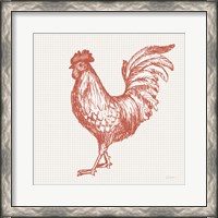 Framed Cottage Rooster IV Red