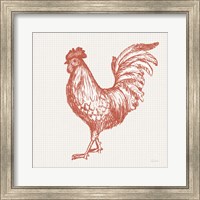 Framed Cottage Rooster IV Red