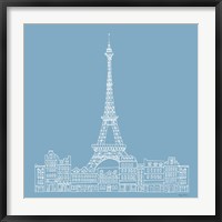 Framed French Script III Blue