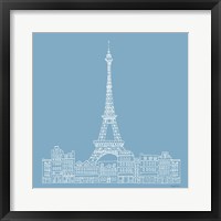 Framed French Script III Blue