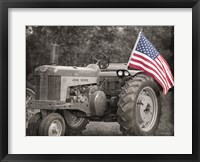 Framed Tractor with American Flag