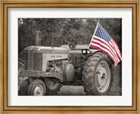 Framed Tractor with American Flag