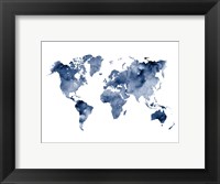 Framed Indigo World Map