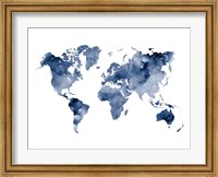 Framed Indigo World Map