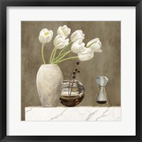 Floral Setting on White Marble I Framed Print