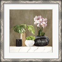 Framed Floral Setting on White Marble II