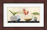 Framed Floral Setting on Black Marble