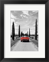 Framed Sportscar in Tuscany (BW)