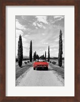 Framed Sportscar in Tuscany (BW)