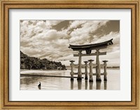 Framed Itsukushima Shrine, Hiroshima, Japan (BW)