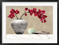 Framed Red Orchids on White Marble (detail)