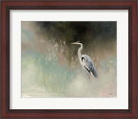 Framed Peaceful Egret Teal