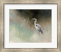 Framed Peaceful Egret Teal