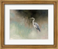 Framed Peaceful Egret Teal