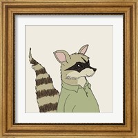 Framed 'Raccoon on Cream' border=