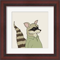 Framed 'Raccoon on Cream' border=